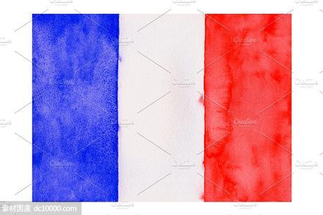 水彩法国国旗 Watercolor Flag of France - 源文件