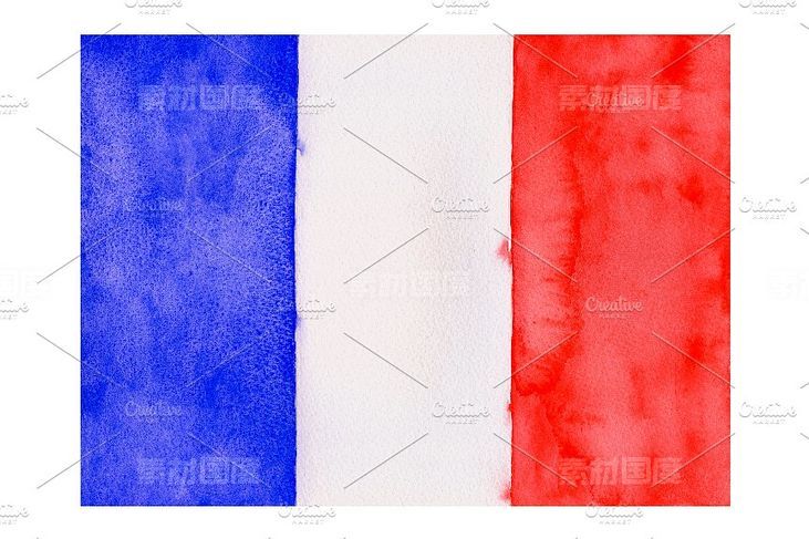 水彩法国国旗 Watercolor Flag of France