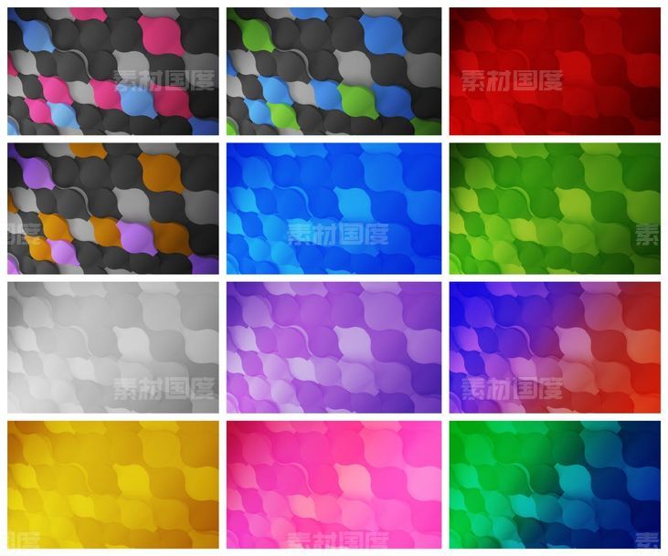 12种不同颜色3D抽象纹理社交媒体壁纸横幅banner海报底图设计元素