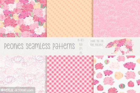 牡丹无缝图案 Peonies Seamless Patterns Pro - 源文件
