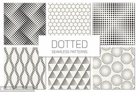 无缝几何纹理图案背景 Dotted Seamless Patterns. Set 3 - 源文件