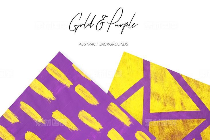 手绘金色&amp;amp;紫色背图案设计素材