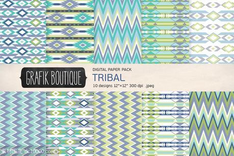 原始部落图案背景纹理 Tribal aztec pattern mint - 源文件