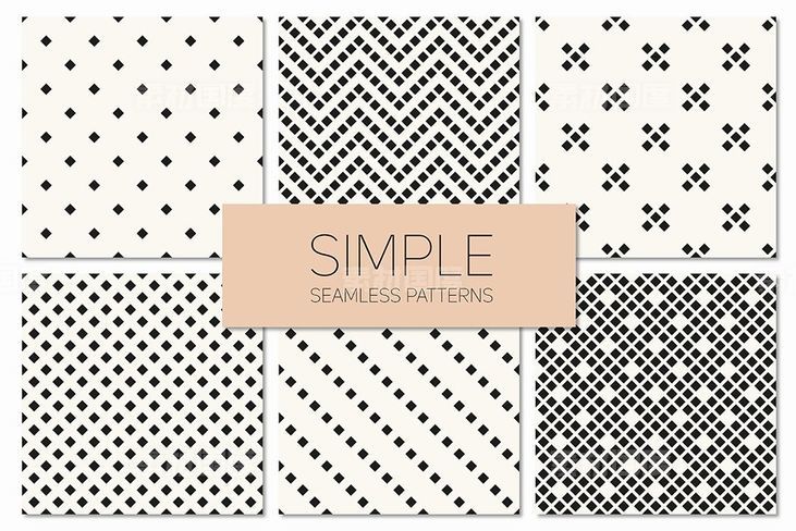 简单无缝图案背景纹理 Simple Seamless Patterns. Set 4