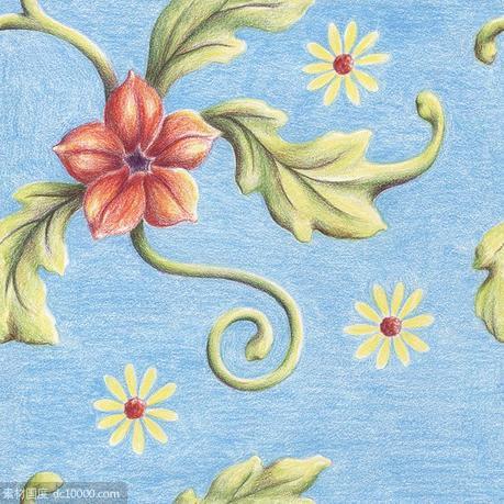 无缝手绘花卉图案 Seamless Hand Drawn Floral Pattern 1 - 源文件