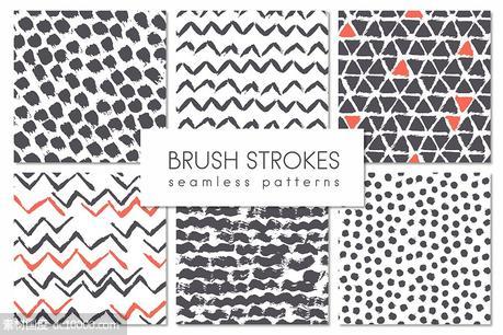 无缝抽象笔刷背景 Brush Strokes. Seamless Patterns ▪ 4 - 源文件