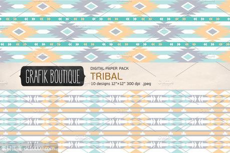 部落图案数码纸包 Tribal pattern digital paper pack - 源文件