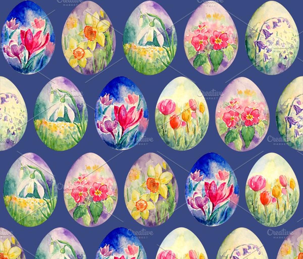 春季复活节彩蛋图案 Spring Flower Easter Egg Pattern