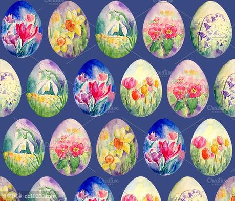 春季复活节彩蛋图案 Spring Flower Easter Egg Pattern - 源文件