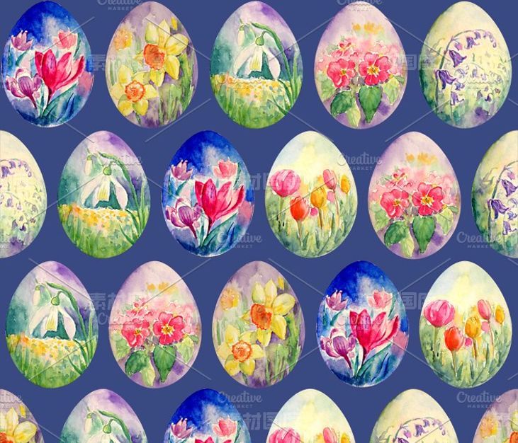春季复活节彩蛋图案 Spring Flower Easter Egg Pattern