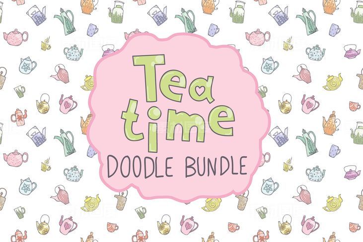 喝茶时光的绘画包 Tea time doodle bundle