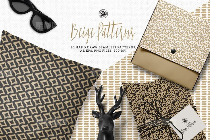 奢华无缝图案背景纹理 Beige Patterns-源文件-素材国度dc10000.com