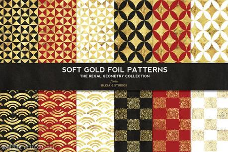 金箔几何图案背景纹理 Regal Geometric Gold Foil Patterns - 源文件