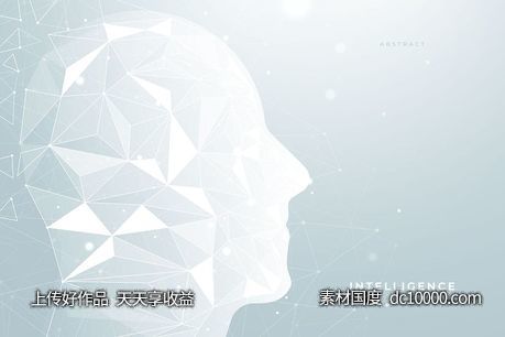 科技人工智能风格的多边形人物与手相关的背景矢量图案素材[Ai]-源文件-素材国度dc10000.com