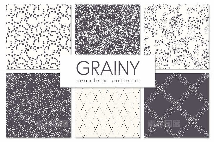点状背景纹理 Grainy Seamless Patterns Set