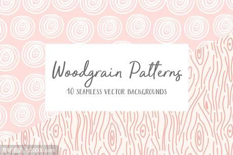 木纹矢量图案背景纹理 Woodgrain Patterns - 源文件