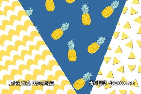 夏季图案背景纹理 Summer pineapple patterns-源文件-素材国度dc10000.com