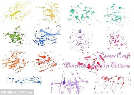 水彩颜料飞溅泼墨素材 Watercolor Paint Splatter Patterns - 源文件