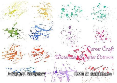 水彩颜料飞溅泼墨素材 Watercolor Paint Splatter Patterns - 源文件