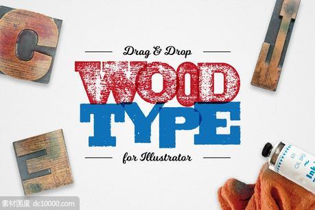 木纹插画肌理素材 Drag amp Drop WoodType for Illustrator - 源文件