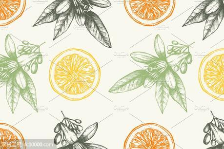 橙子图案背景纹理 Orange pattern set - 源文件
