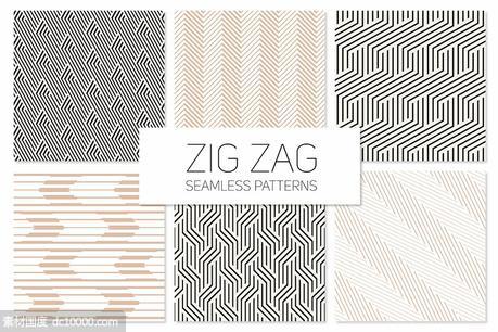 转弯锯齿无缝图案集 Zig Zag Seamless Patterns Set - 源文件
