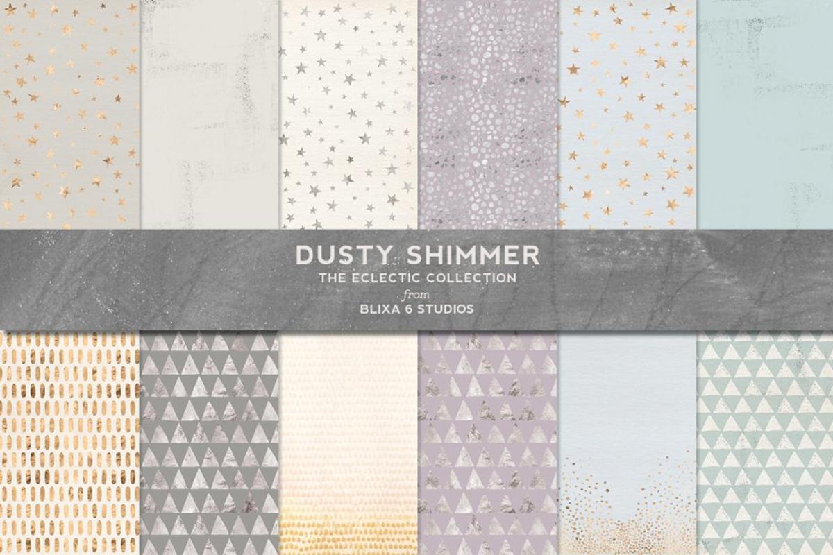 灰蒙蒙的闪光粉彩烫金纹理背景 Dusty Shimmer Pastel amp Foil Patterns