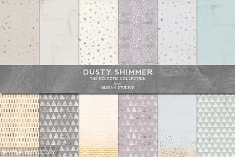 灰蒙蒙的闪光粉彩烫金纹理背景 Dusty Shimmer Pastel amp Foil Patterns - 源文件