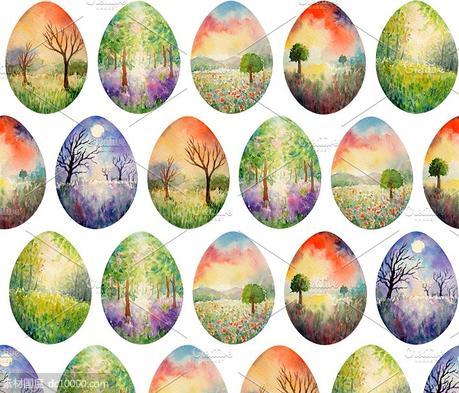 复活节创意彩蛋图案 Landscape Easter Eggs Pattern - 源文件
