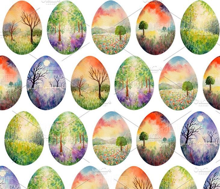 复活节创意彩蛋图案 Landscape Easter Eggs Pattern