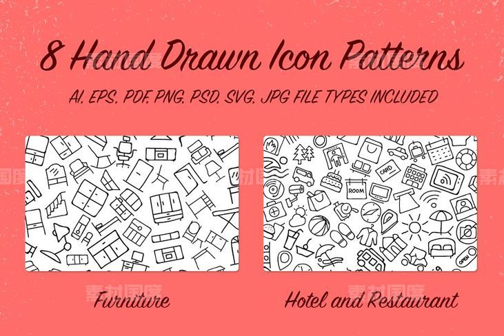 手绘图标背景纹理 8 Hand Drawn Icon Patterns ndash Vol 2