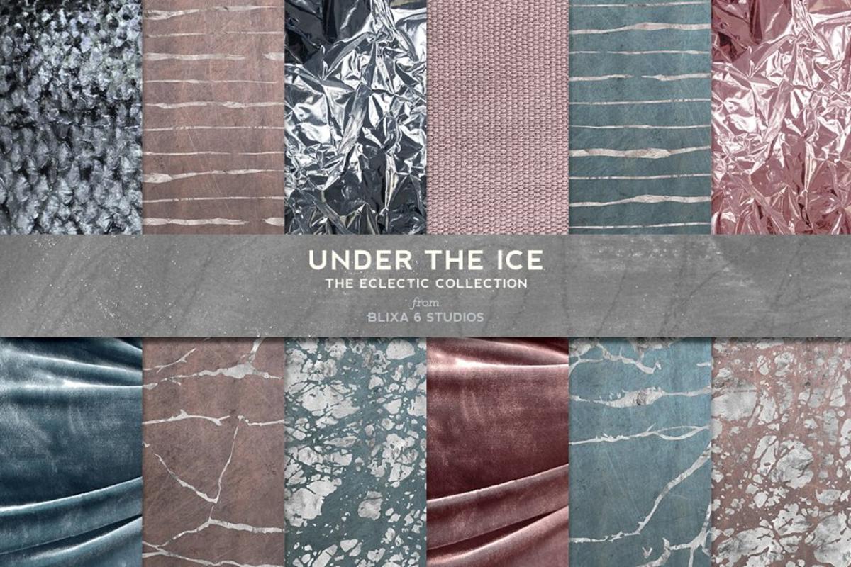 大理石背景纹理 Under The Ice Marbled Silver Foil