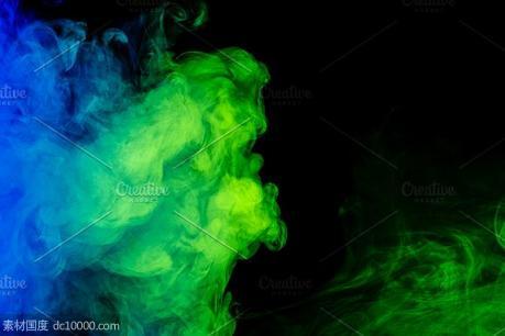 抽象烟雾背景纹理 5 JPG Abstract blue and green smoke - 源文件