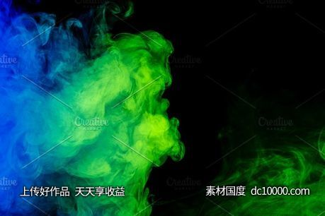 抽象烟雾背景纹理 5 JPG Abstract blue and green smoke-源文件-素材国度dc10000.com