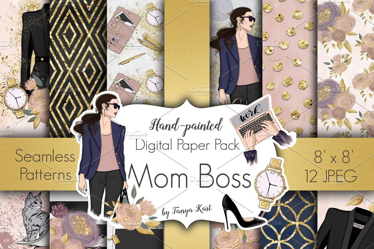 时尚的女老板风格 Mom Boss Digital Paper Pack