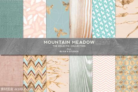玫瑰金色的山地草地图案纹理 Mountain Meadow in Rose Gold - 源文件