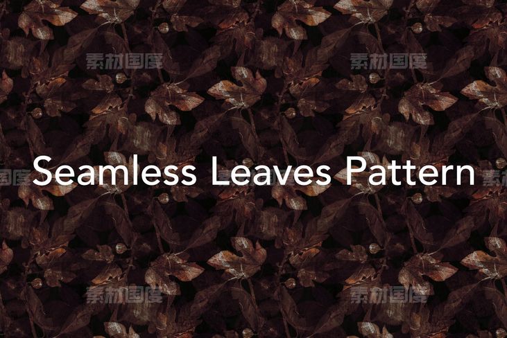 暗叶无缝图案 Dark Leaves Seamless Pattern