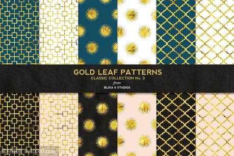 经典金箔树叶图案下载 Gold Leaf Classic Digital Patterns 3 - 源文件