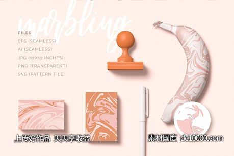 抽象流体花纹矢量模式 Marbling Vector Patterns-源文件-素材国度dc10000.com