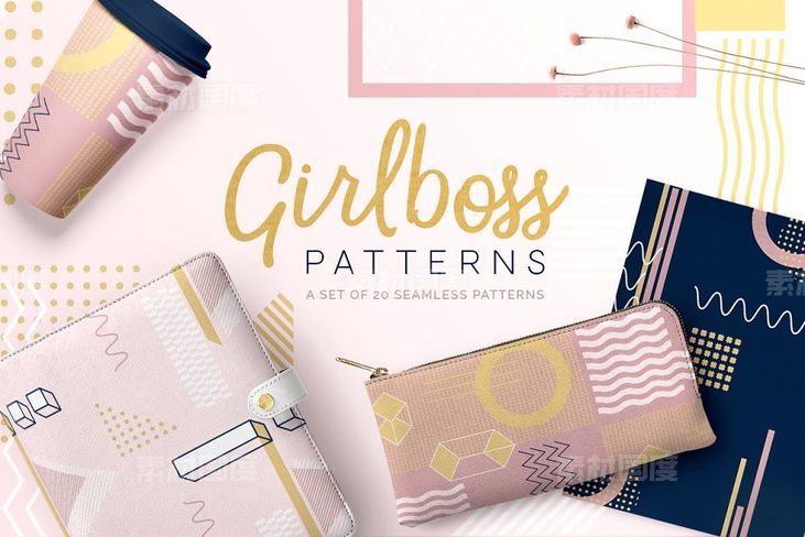 孟菲斯风格几何图案 Girlboss Memphis Style Patterns