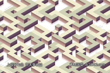 8款现代等距无缝图案纹理 8 modern isometric seamless patterns-源文件-素材国度dc10000.com