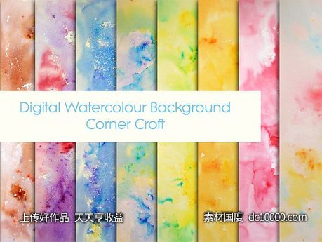 水彩绘画材质下载 Watercolor Paint Splatter Pattern-源文件-素材国度dc10000.com