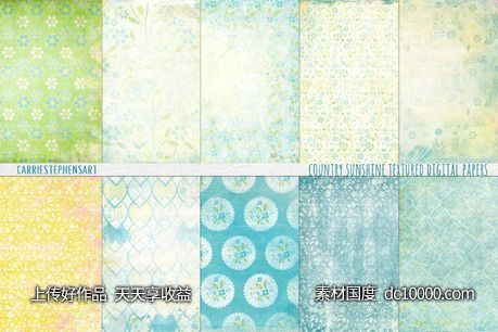 时髦别致的碎花数码背景纹理 Shabby Chic Floral Digital Papers - 源文件