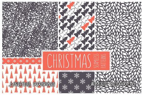 圣诞节图案下载 Christmas Seamless Patterns-源文件-素材国度dc10000.com