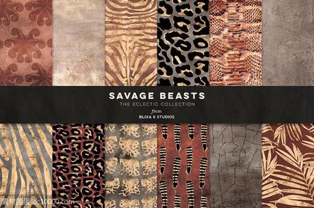 烫金动物背景纹理 Savage Beasts Golden Animal Prints - 源文件
