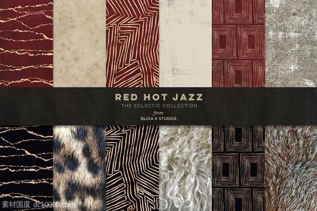 烫金爵士背景纹理 Red Hot Jazz Golden Graphics - 源文件