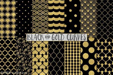 黑色和金色的背景 Black and Gold Foil Backgrounds - 源文件