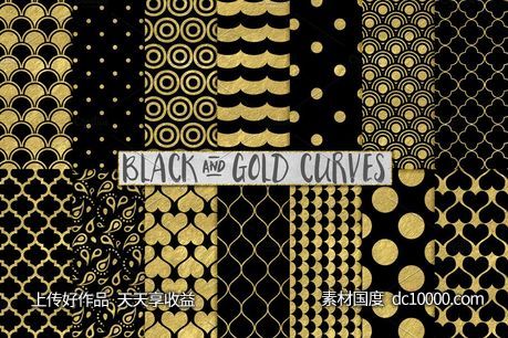 黑色和金色的背景 Black and Gold Foil Backgrounds - 源文件