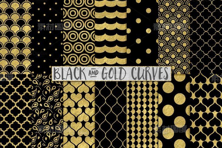 黑色和金色的背景 Black and Gold Foil Backgrounds
