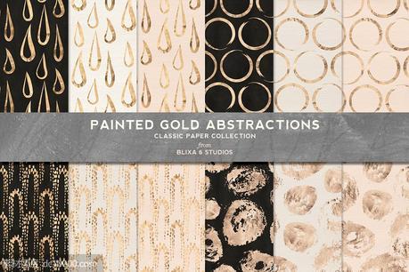 抽象烫金背景纹理 Painted Gold Abstract Drops - 源文件
